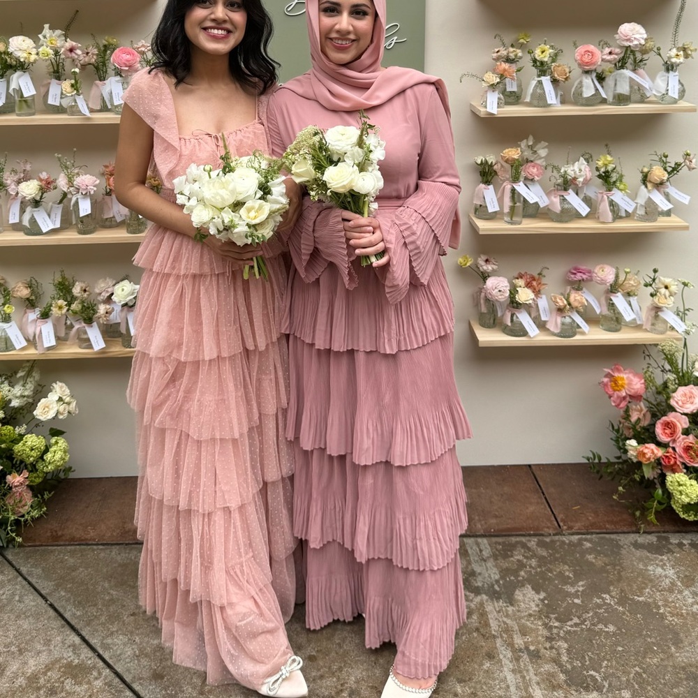 Pink Long Sleeve Wedding Guest Dress
